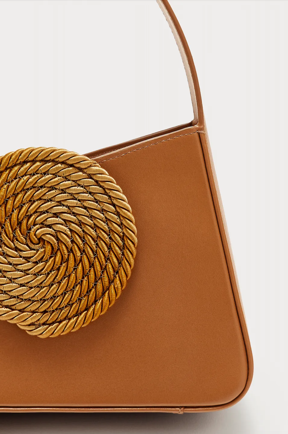 Camel asymmetric leather mini bag with passementerie details sold by DESTREE product image thumbnail 3