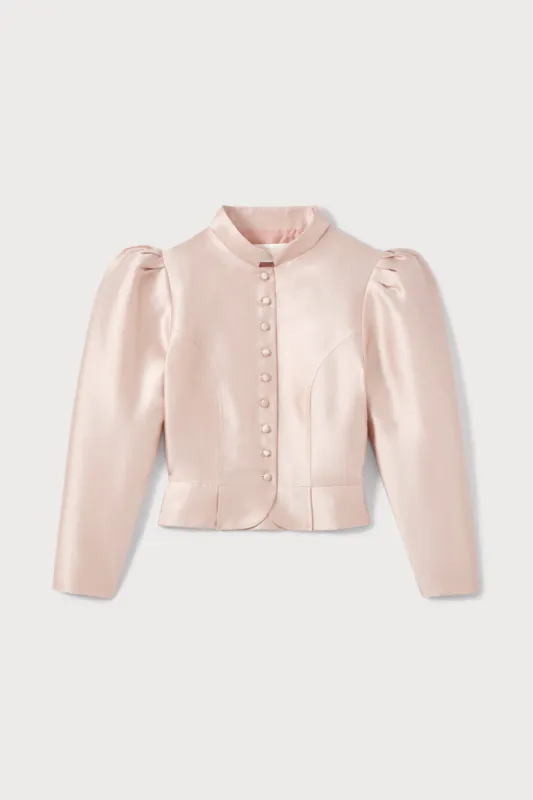 NUDE Satin Puff Sleeve Jacket made by DESTREE