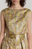 Yellow & blue jacquard crop top sold by DESTREE