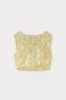 Yellow & blue jacquard crop top sold by DESTREE