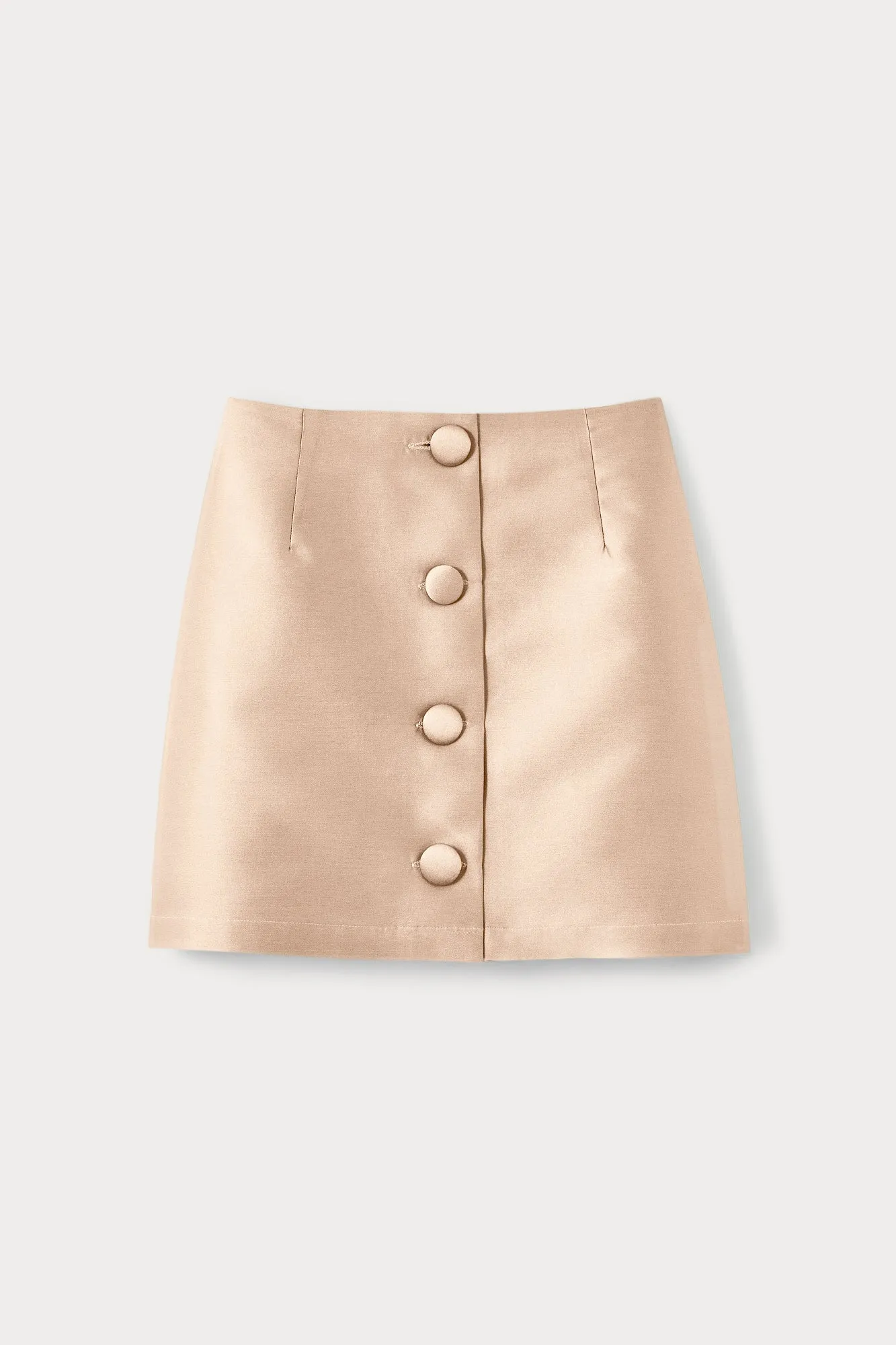 Nude satin mini skirt with buttons sold by DESTREE