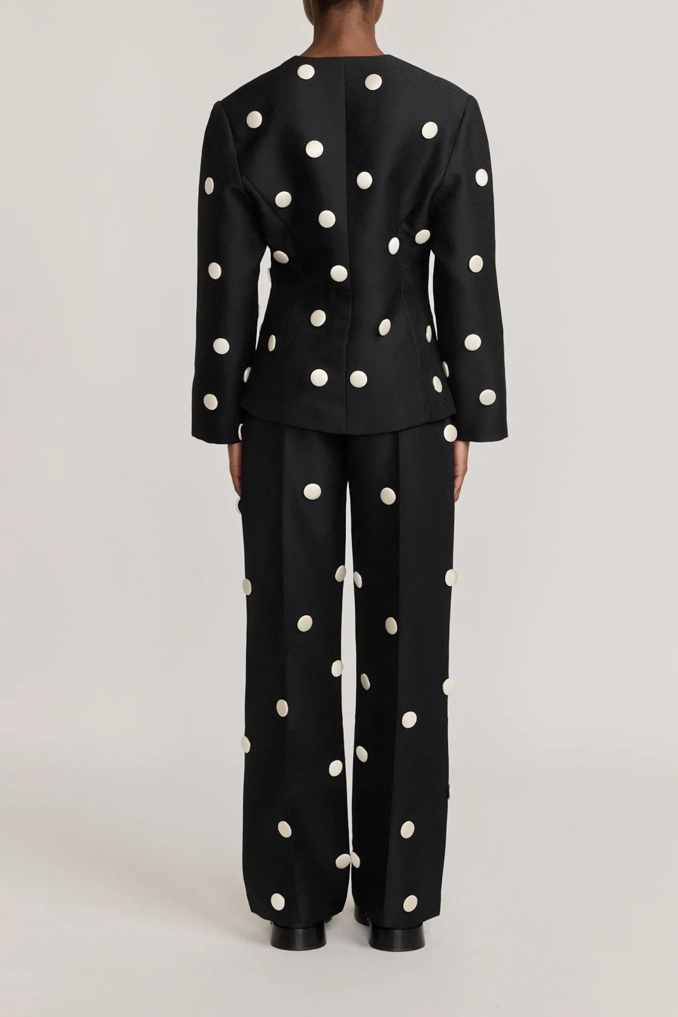 BLACK & WHITE CREPE BUTTONS BLAZER sold by DESTREE product image thumbnail 4