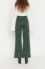 Navy & Olive Jacquard Print Flared Pants sold by DESTREE