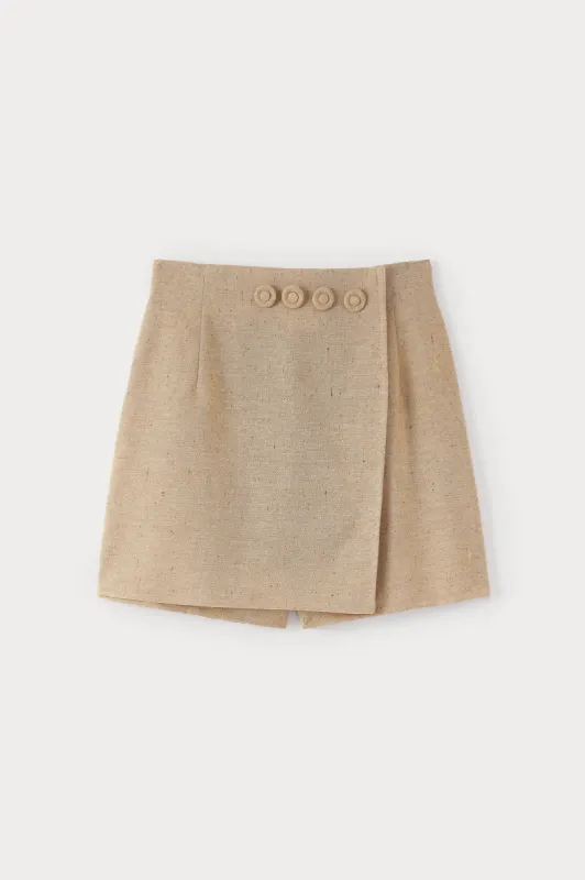 Chestnut skort with button detail made by DESTREE