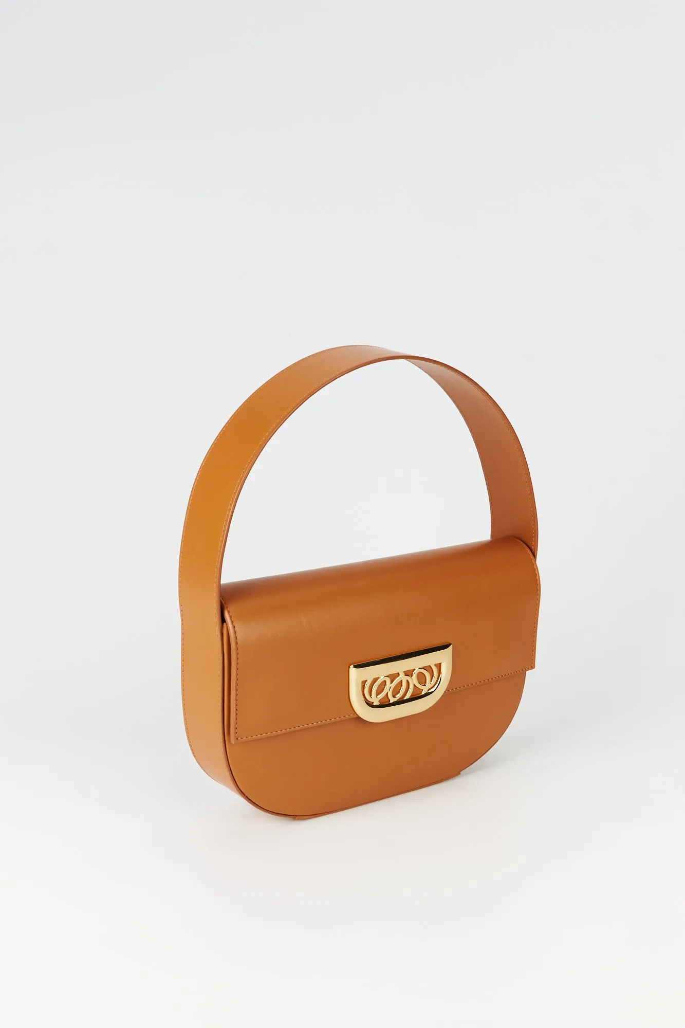 Camel leather handbag with golden latch sold by DESTREE product image thumbnail 2