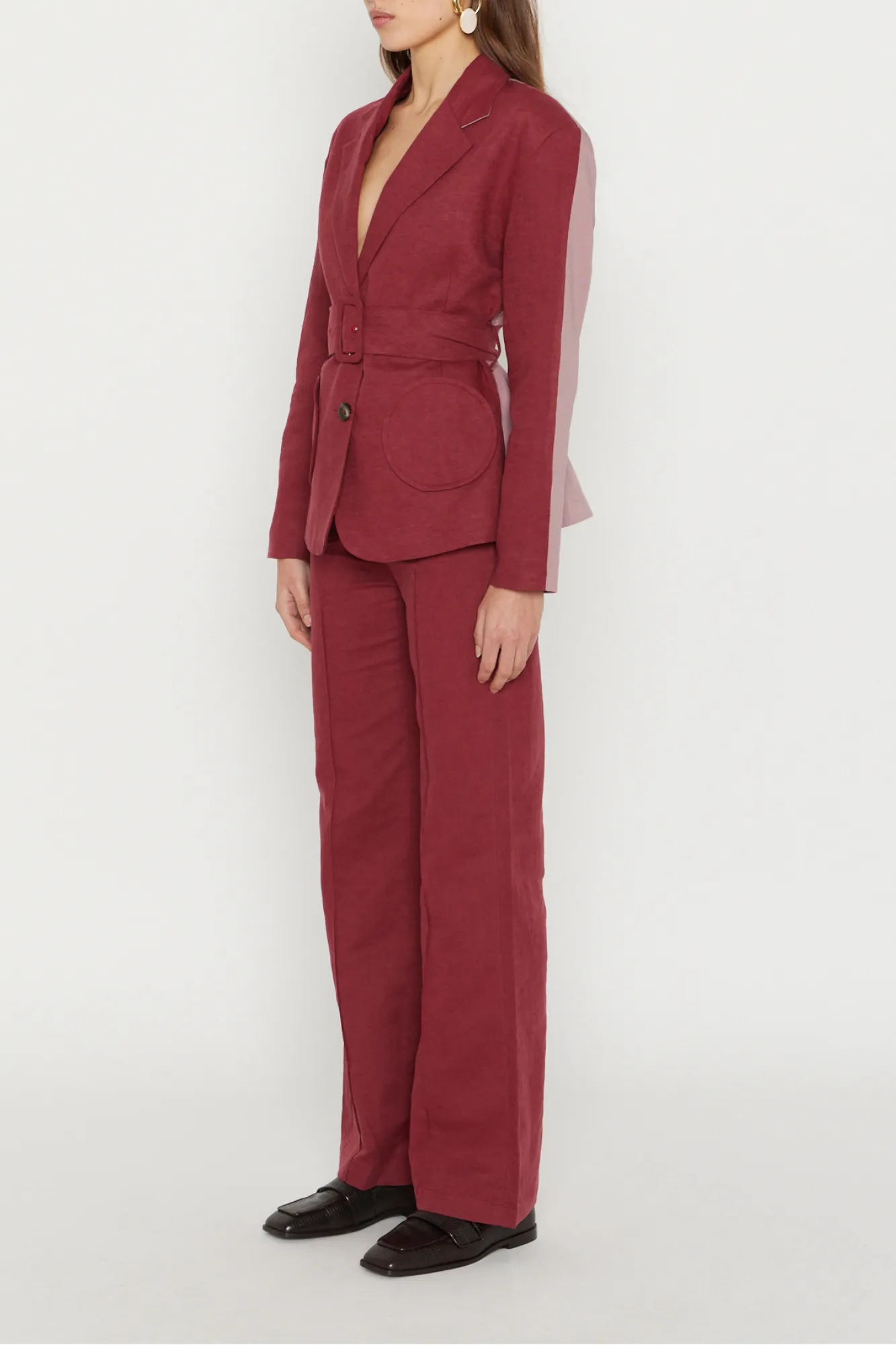 BURGUNDY & LILAC Belted Blazer sold by DESTREE product image thumbnail 3