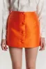 Orange satin mini skirt with buttons sold by DESTREE