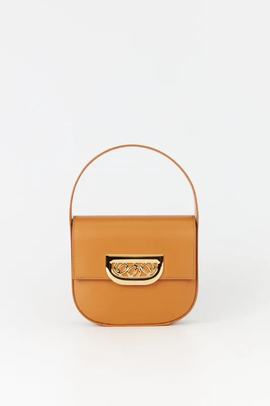 TOBACCO Geometric Leather Bag with Golden Latch S sold by DESTREE