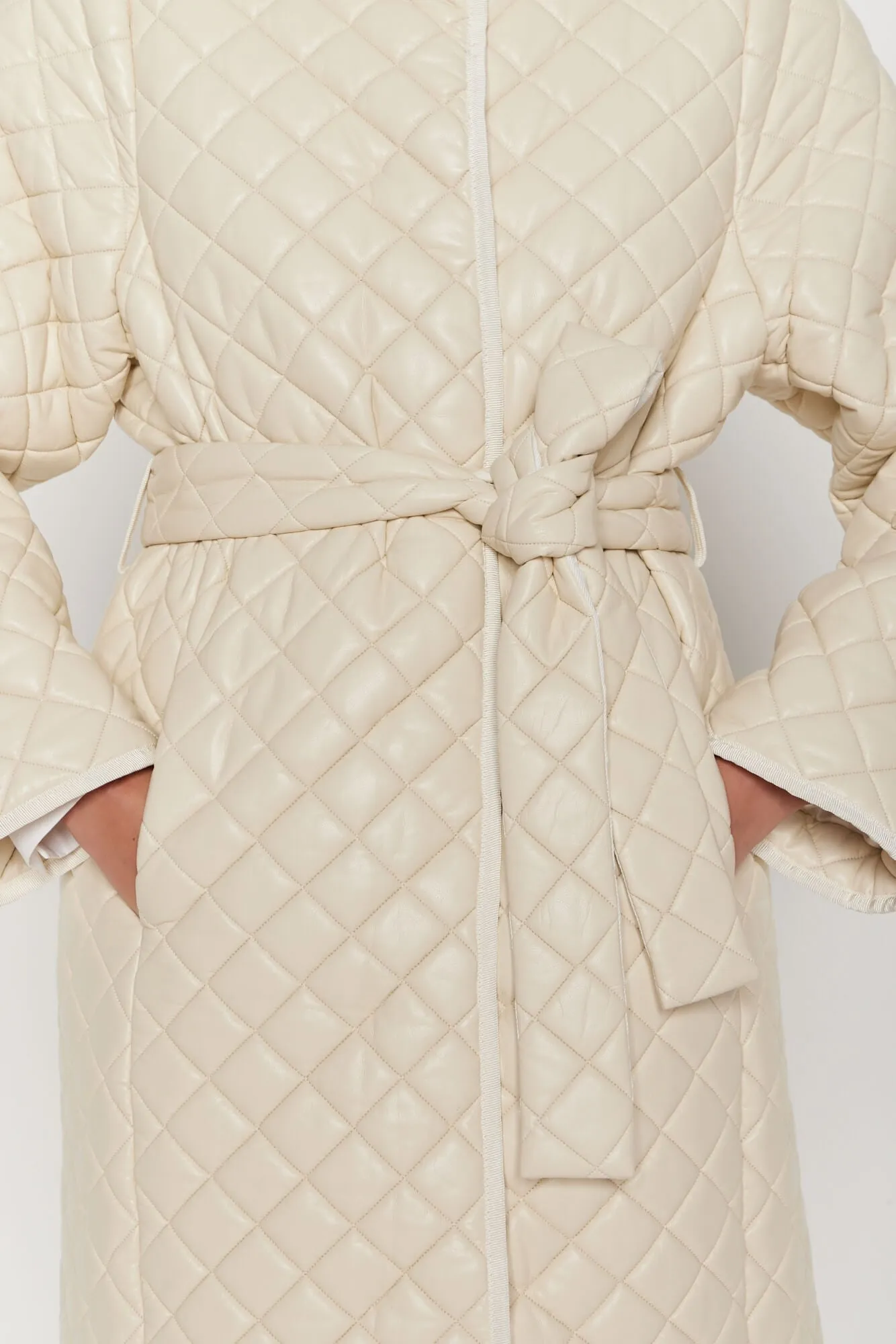 Ecru quilted puffer coat sold by DESTREE product image thumbnail 2