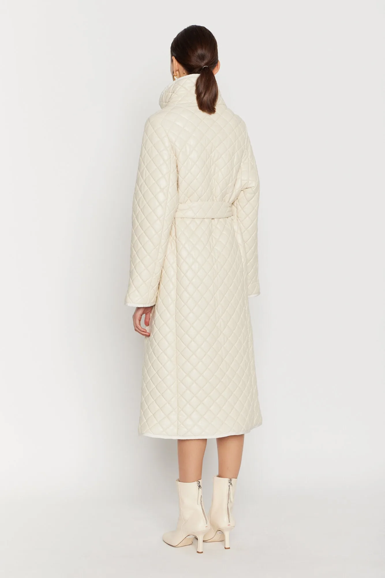 Ecru quilted puffer coat sold by DESTREE product image thumbnail 3