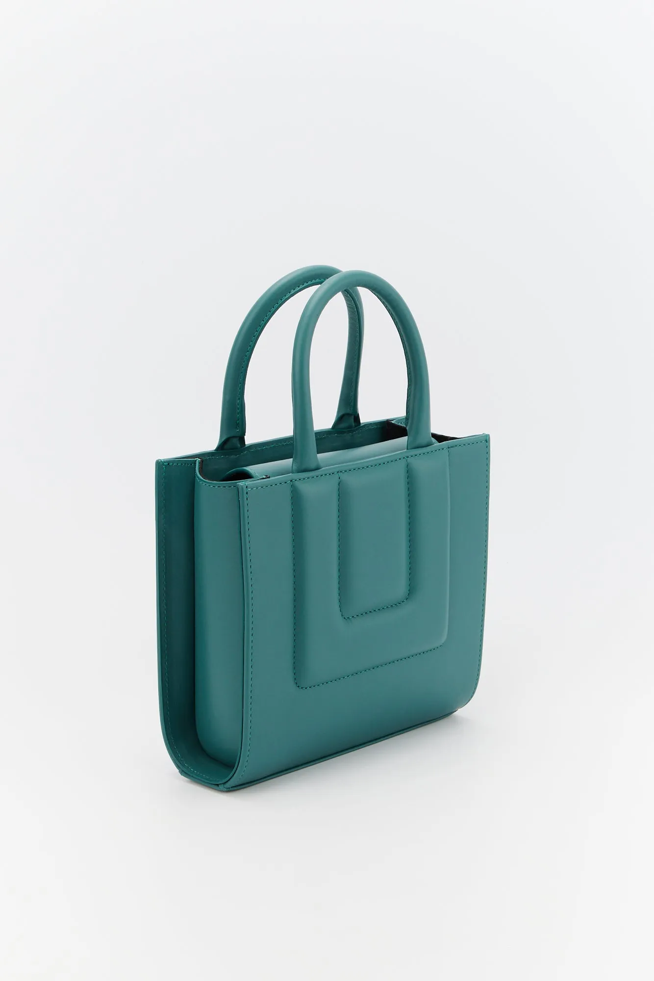 Peacock blue leather structured mini tote sold by DESTREE product image thumbnail 2