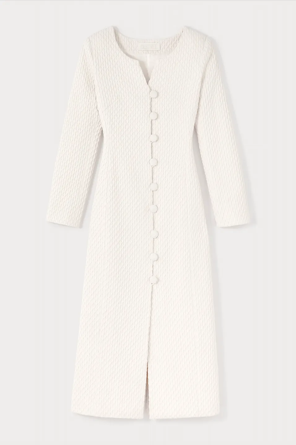 Ivory longline textured coat sold by DESTREE