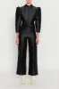 Black satin flared pants sold by DESTREE