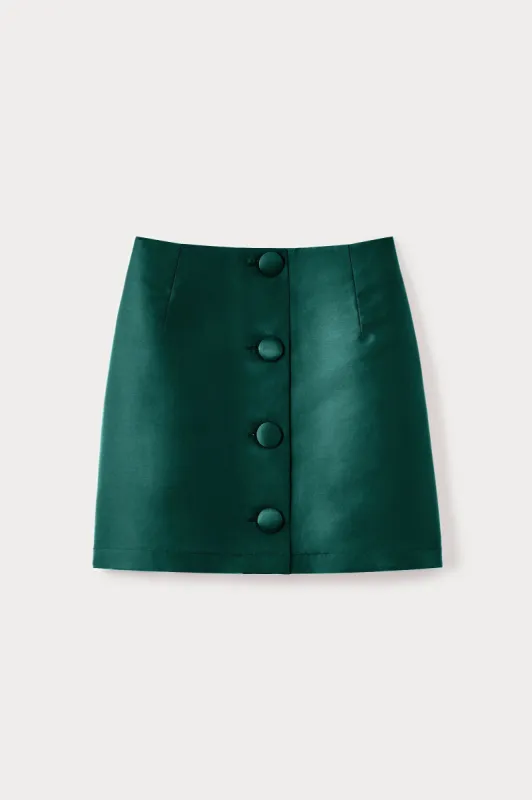 Forest satin mini skirt with buttons sold by DESTREE