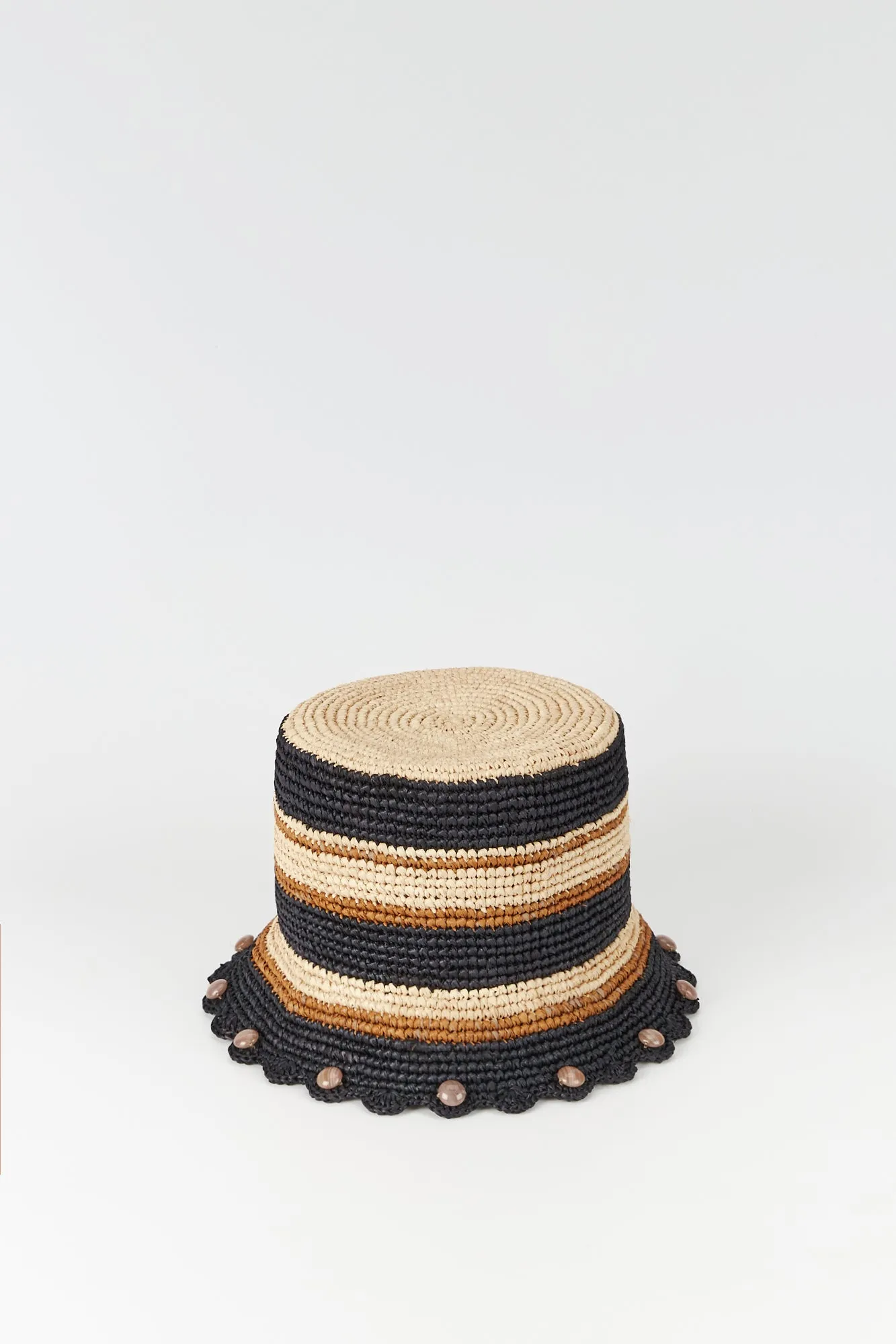 Black & brown striped crochet bucket hat sold by DESTREE product image thumbnail 2