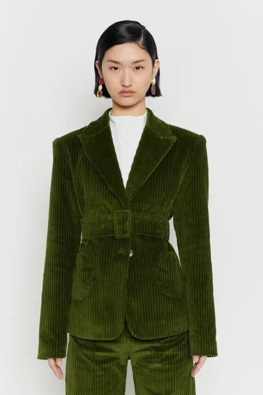 KHAKI CORDUROY BELTED BLAZER sold by DESTREE