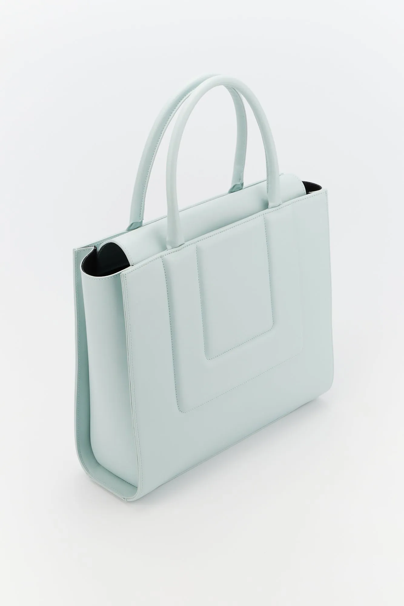 Light blue leather structured tote sold by DESTREE product image thumbnail 2