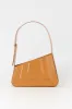 Tabacco asymmetric leather quilted bag sold by DESTREE