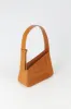 Tabacco asymmetric leather quilted bag sold by DESTREE
