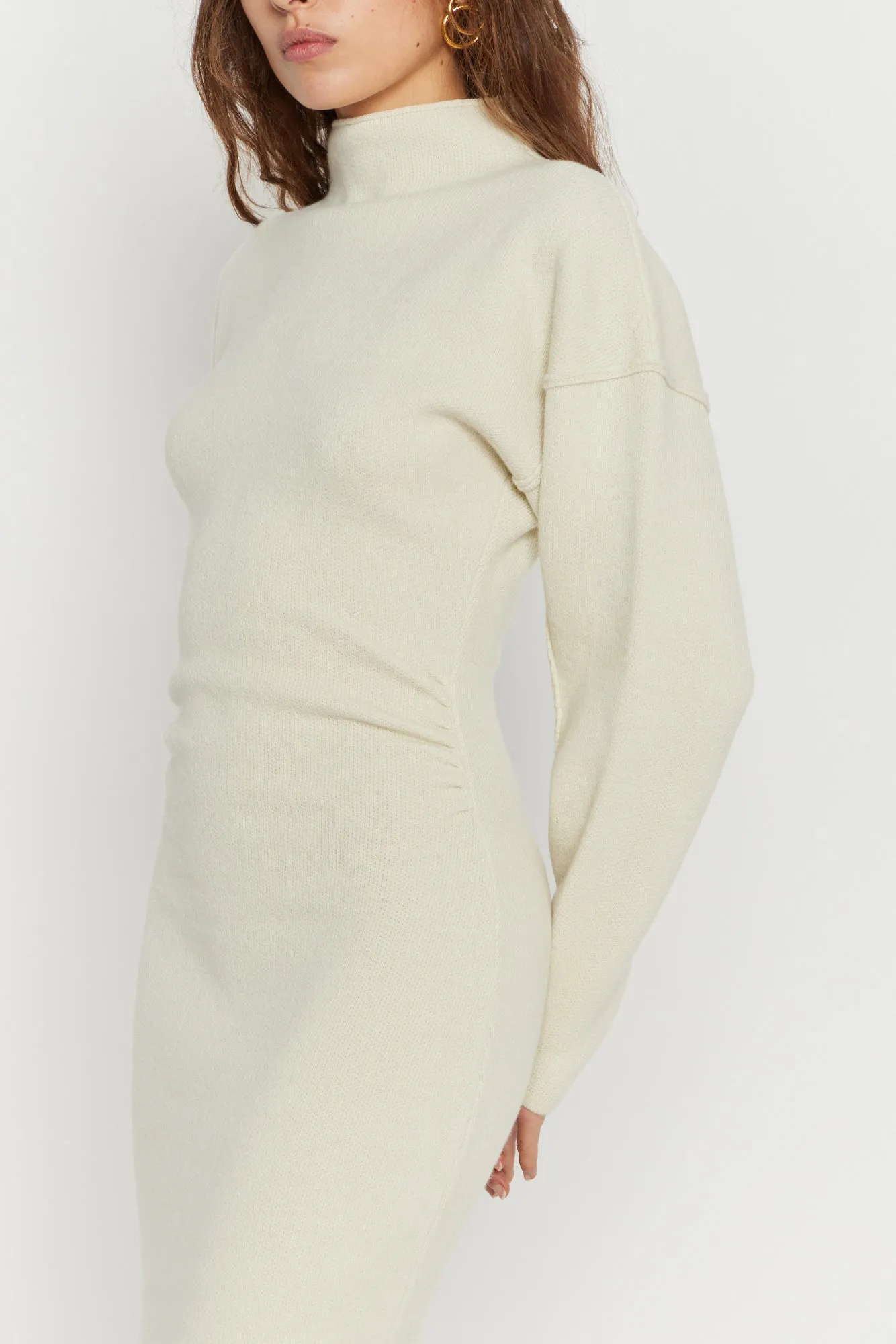 ECRU Wool and Cashmere Midi Dress with High Neck sold by DESTREE product image thumbnail 4