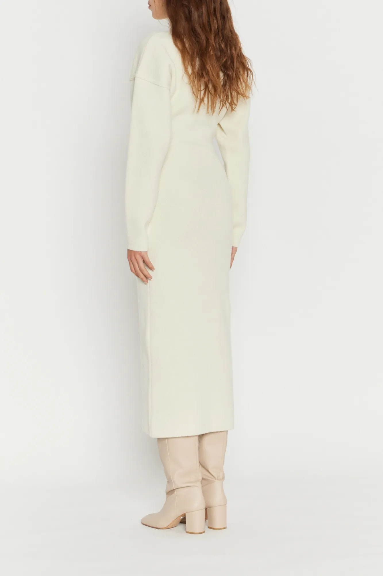 ECRU Wool and Cashmere Midi Dress with High Neck sold by DESTREE product image thumbnail 3