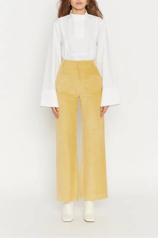 Wheat Corduroy Flared Pants sold by DESTREE