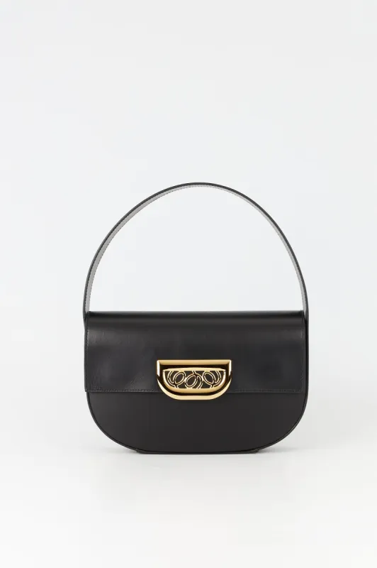 Geometric leather bag with golden latch black sold by DESTREE