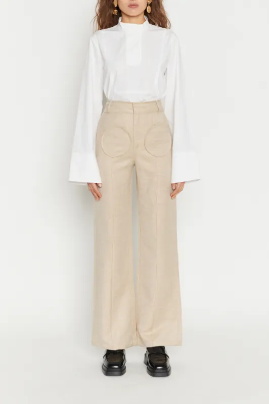 Beige Flared Pants sold by DESTREE