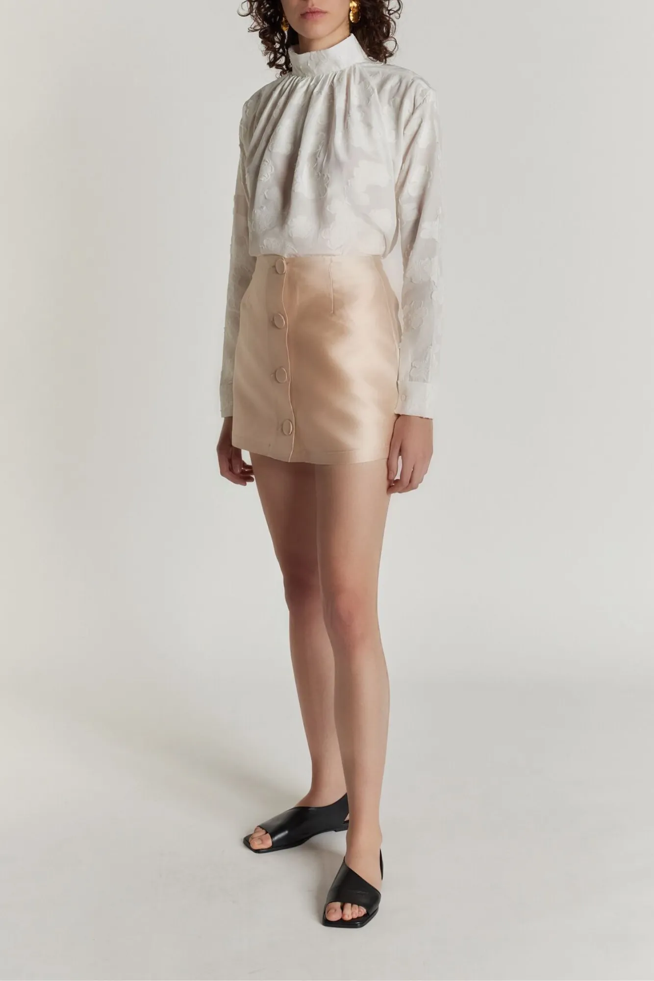 Robert floral veil high-neck blouse — White sold by DESTREE product image thumbnail 4