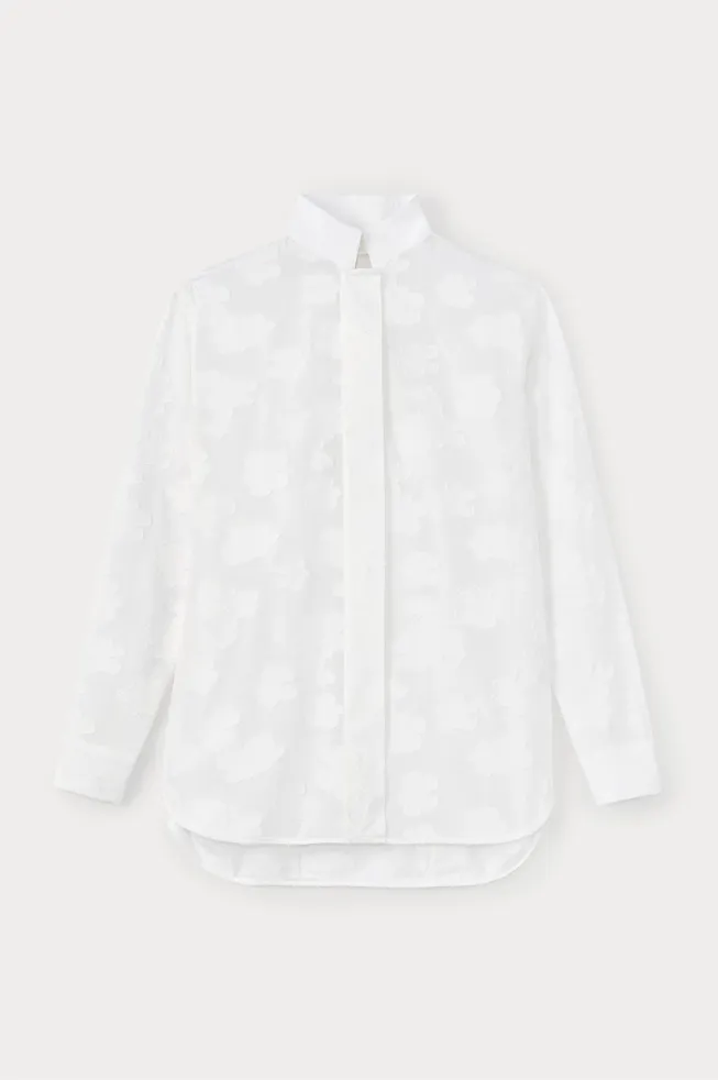 Robert floral veil high-neck blouse — White sold by DESTREE