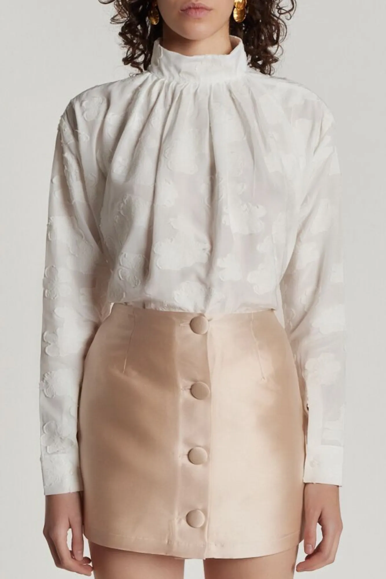 Robert floral veil high-neck blouse — White sold by DESTREE product image thumbnail 5