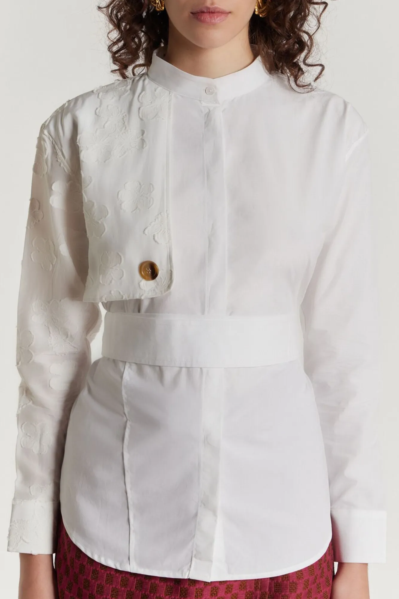 White shirt with floral embroidered veil sold by DESTREE product image thumbnail 2