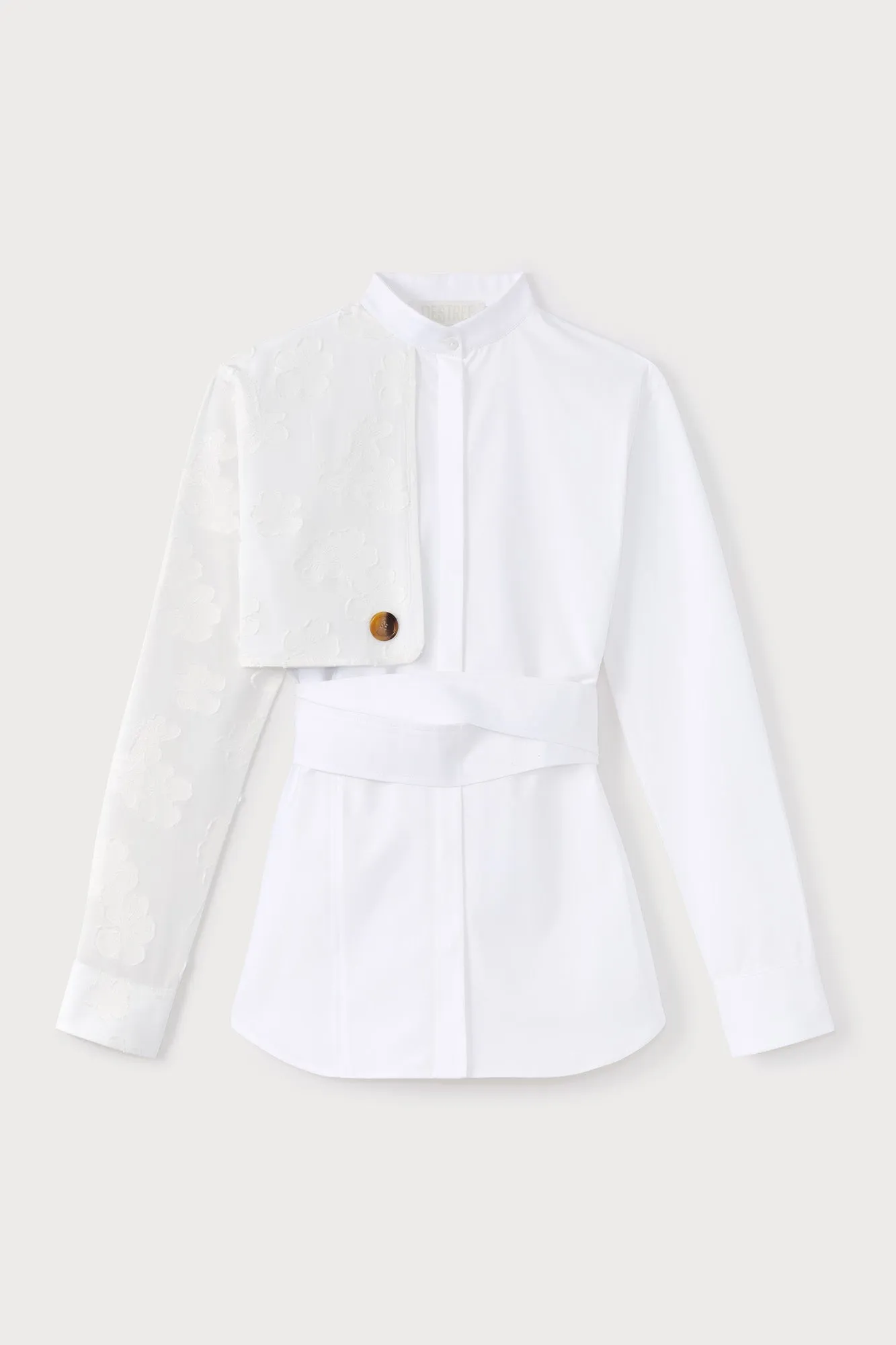 White shirt with floral embroidered veil sold by DESTREE