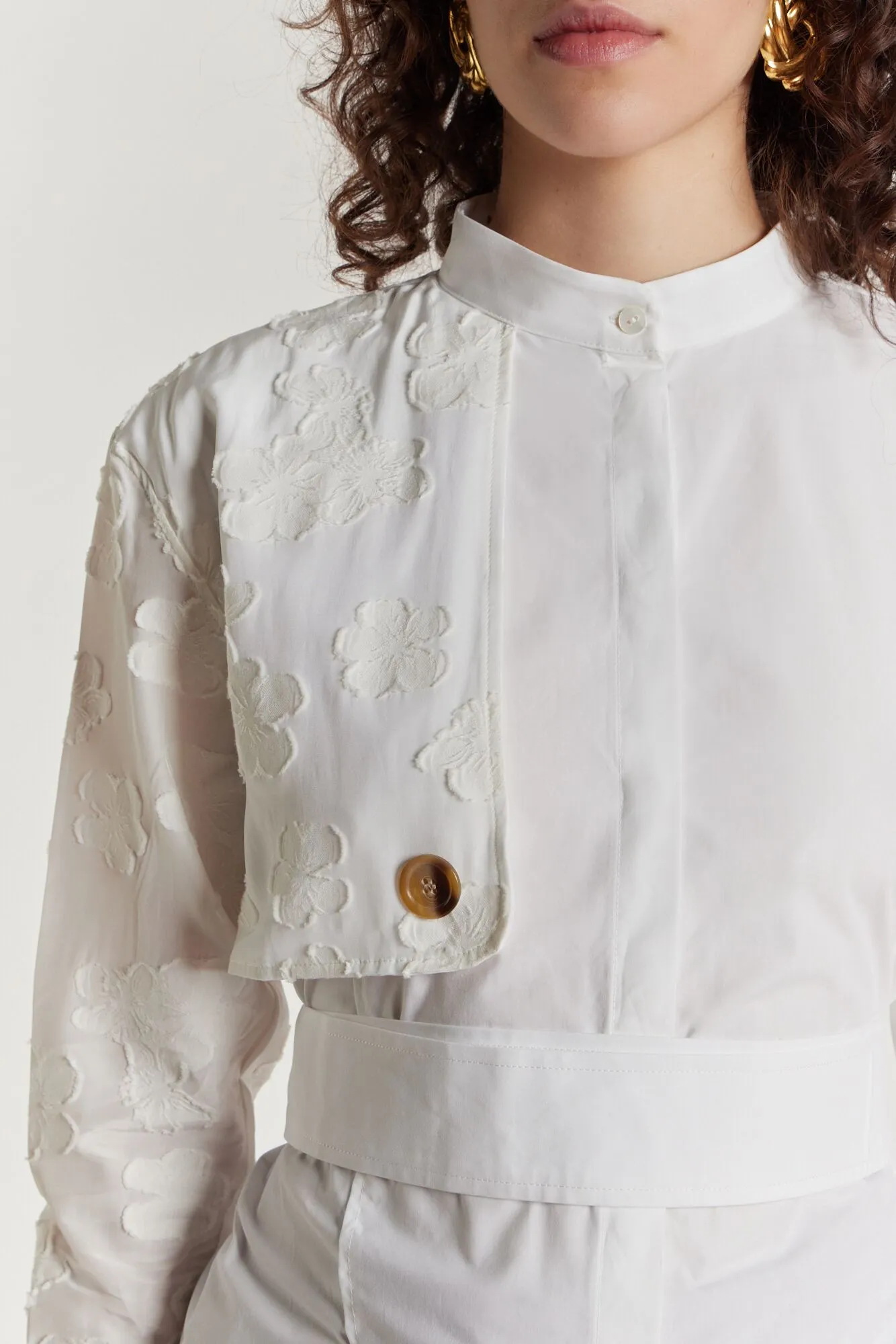 White shirt with floral embroidered veil sold by DESTREE product image thumbnail 3