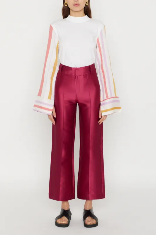 FUCHSIA Satin Flared Pants sold by DESTREE