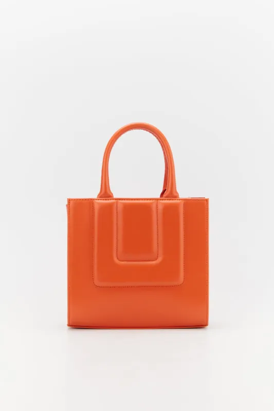 Orange Leather Structured Mini Tote sold by DESTREE
