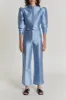 Niagara blue satin puff sleeve jacket sold by DESTREE