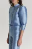 Niagara blue satin puff sleeve jacket sold by DESTREE