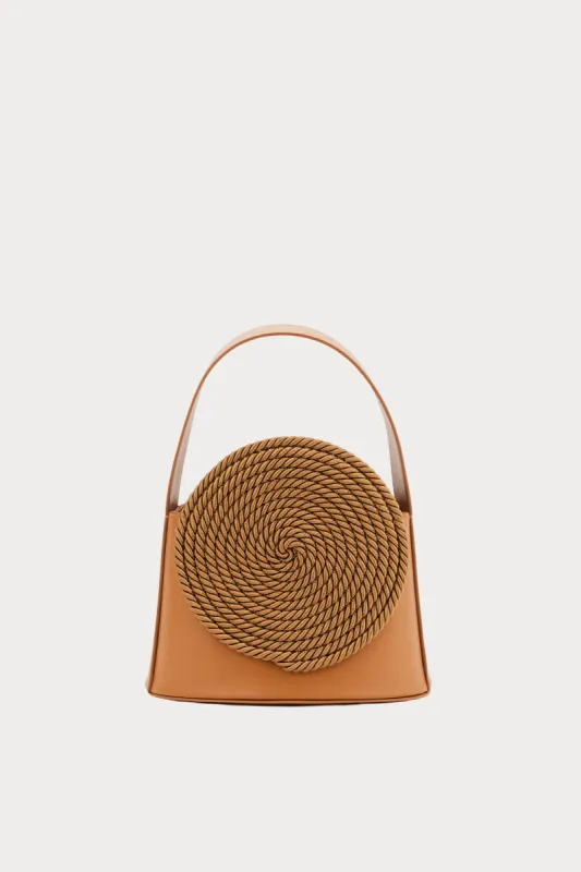 Camel leather bag with passementerie details sold by DESTREE