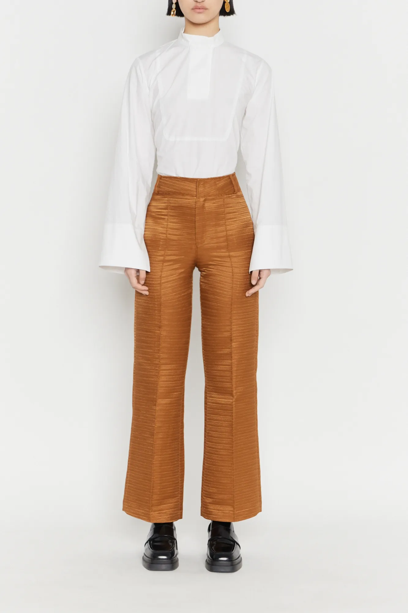 Camel textured flared pants sold by DESTREE product image thumbnail 2
