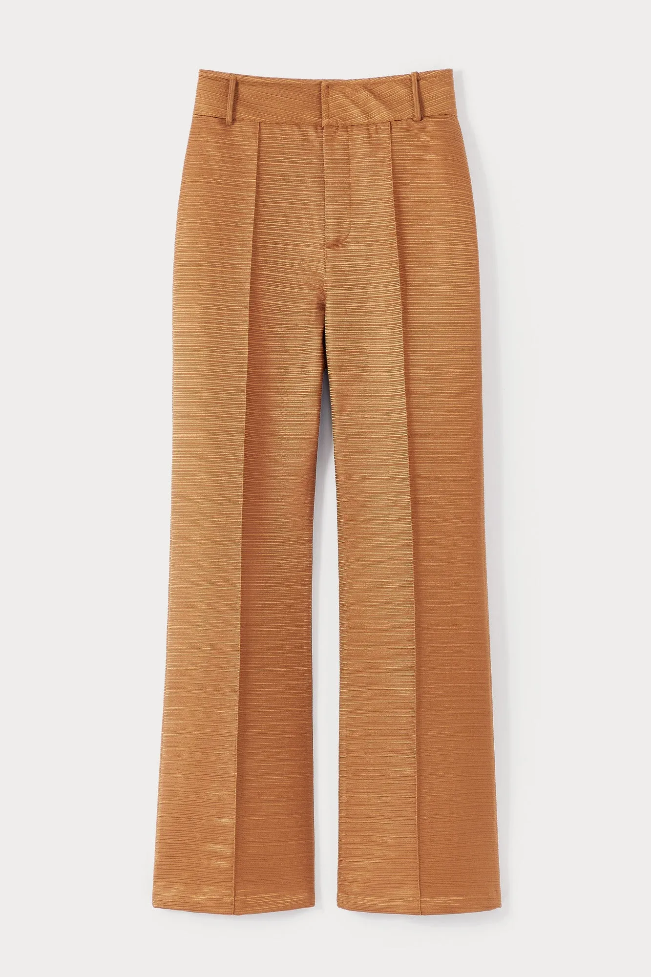 Camel textured flared pants sold by DESTREE