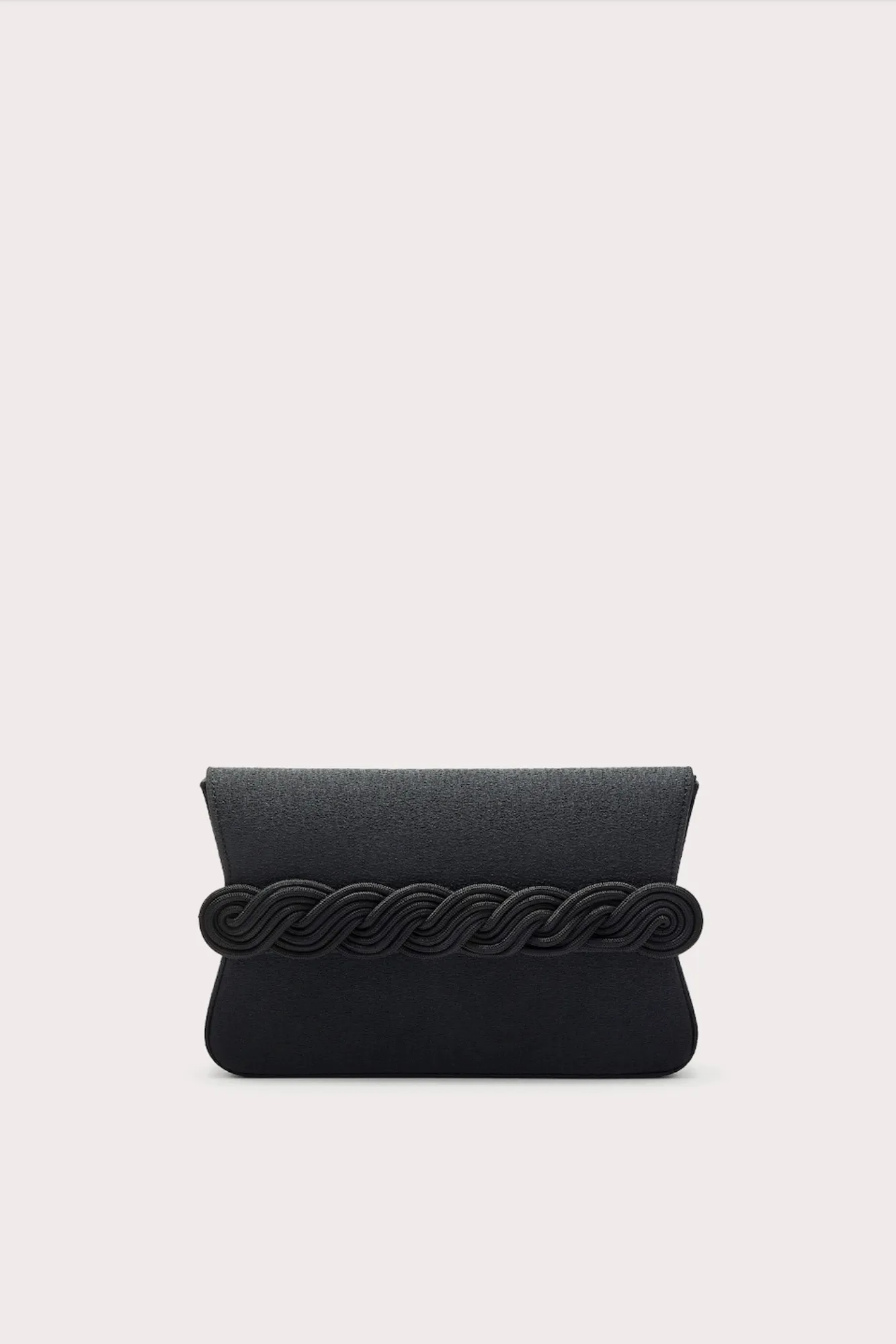 BLACK Crepe Clutch with Braided Passementerie sold by DESTREE