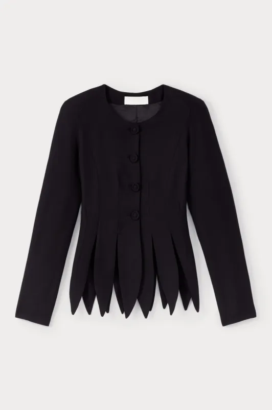 Black jacket with zigzag hem made by DESTREE