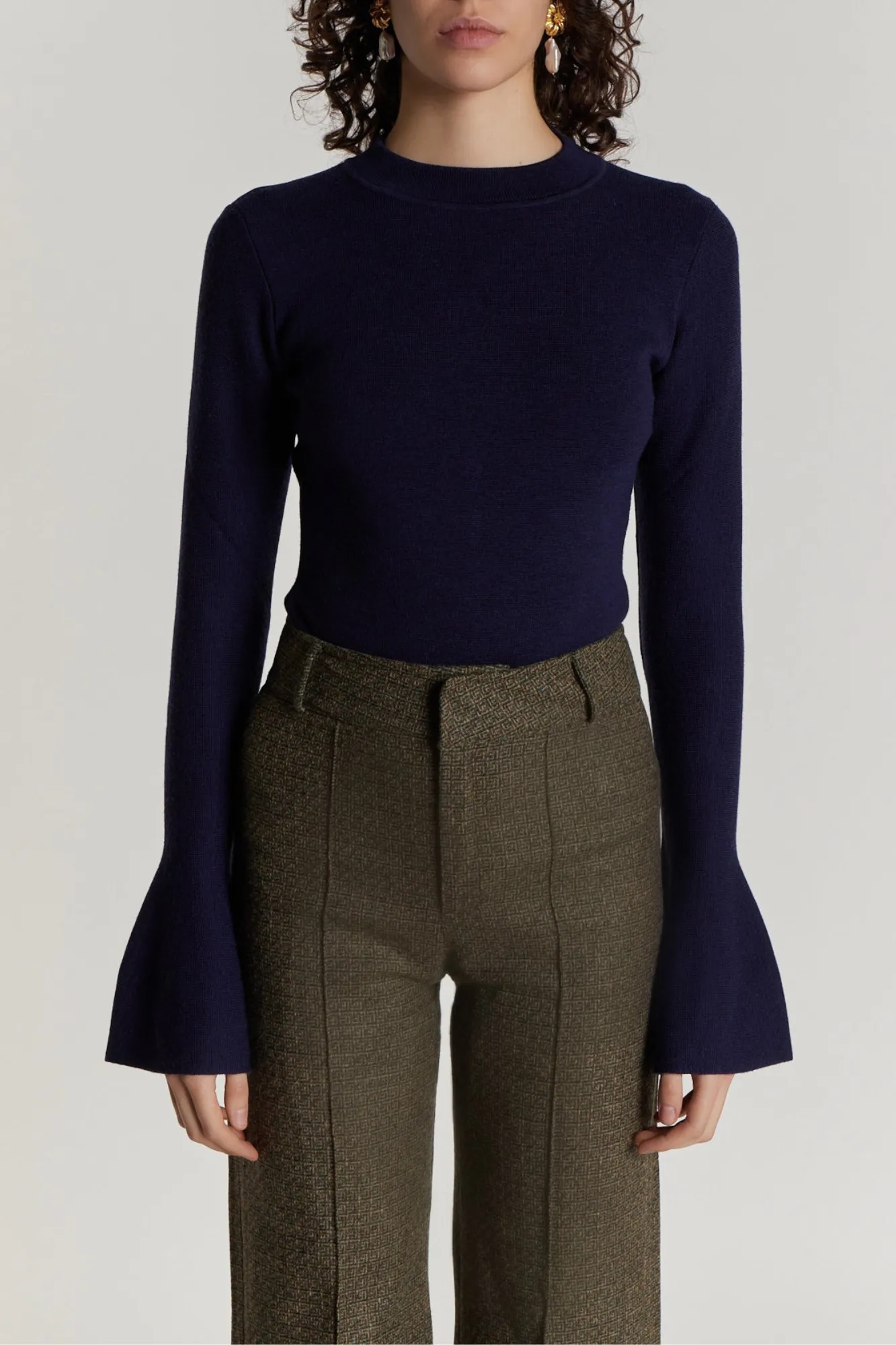 Graphic wool flared pants sold by DESTREE product image thumbnail 2