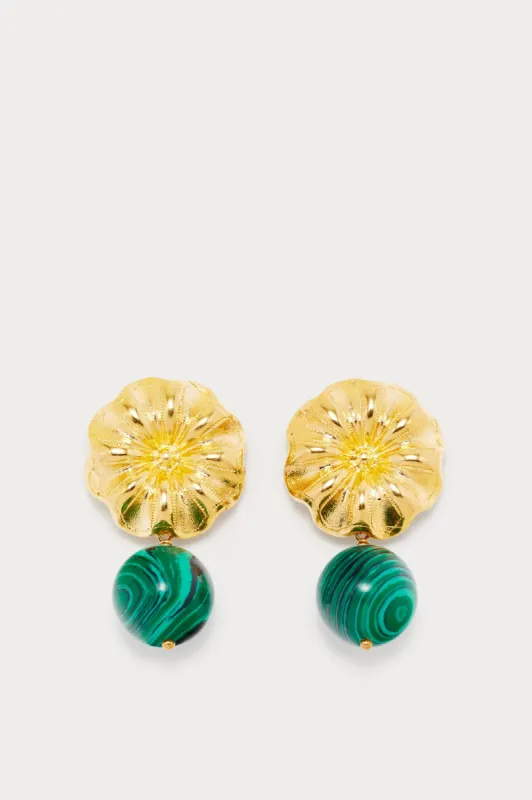 Dark green daisy pearl earrings sold by DESTREE