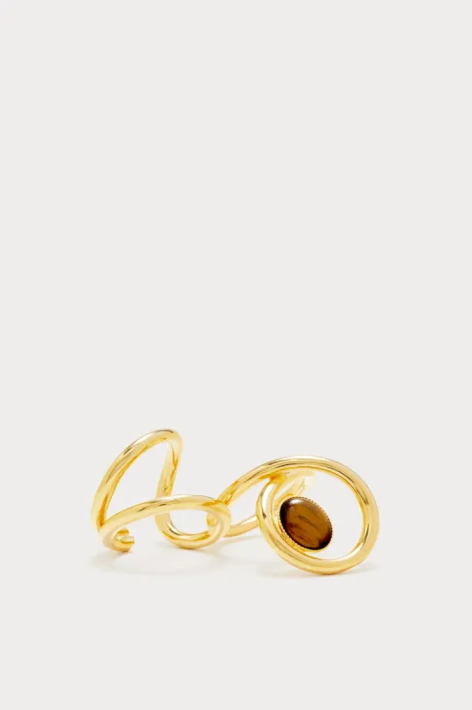 Gold double ring with tiger eye stone sold by DESTREE
