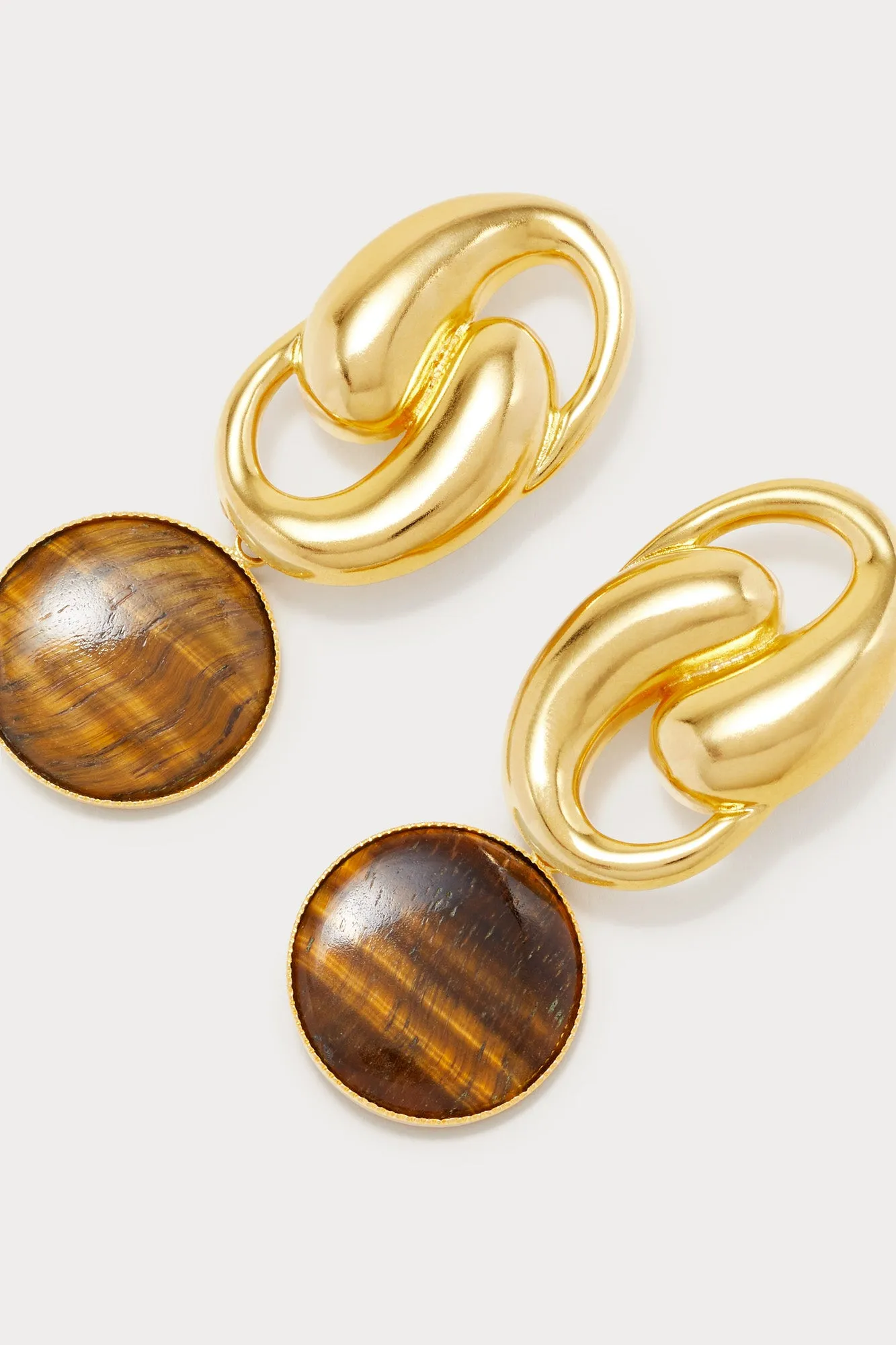 Gold-plated tiger eye round drop earrings sold by DESTREE product image thumbnail 2