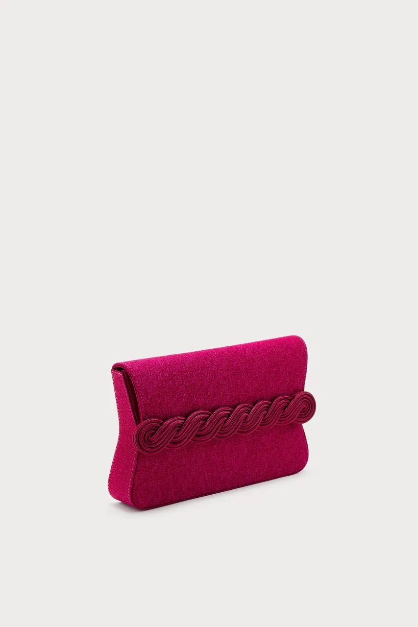 Fuchsia crepe clutch with braided passementerie sold by DESTREE product image thumbnail 2