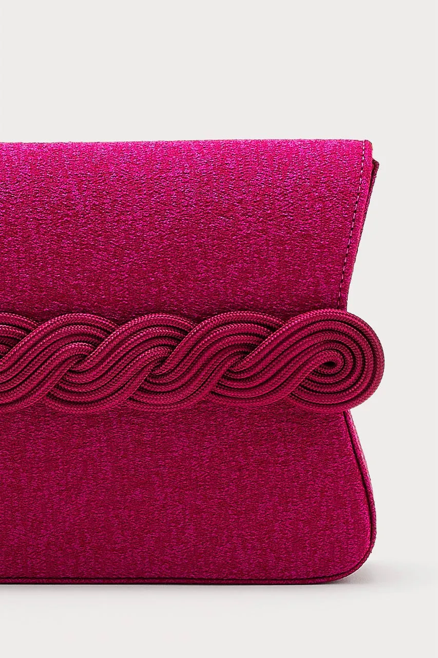 Fuchsia crepe clutch with braided passementerie sold by DESTREE product image thumbnail 3