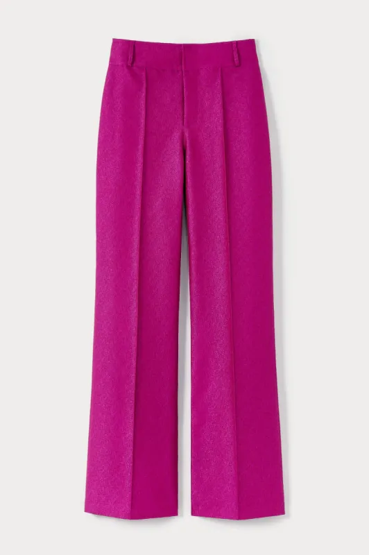Fuchsia crepe flared pants sold by DESTREE